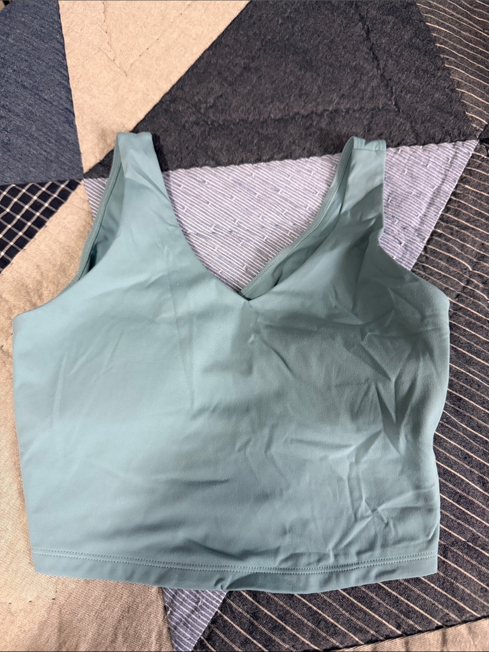 Light Teal V-Neck Crop Tank Top